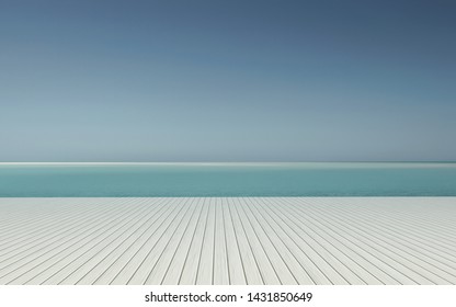 Empty space with chair on beach  .blurred sea in background. Comfort space in sea area. -3d rendering