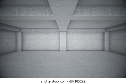 Empty space with white concrete. Abstract background. 3d Rendering.