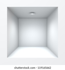 Empty square built-in shop self with illumination.
