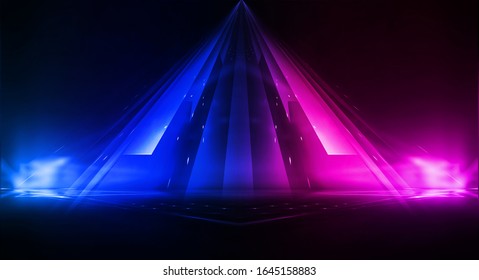 Empty Stage Blue Pink Purple Neon Stock Illustration 1645158883