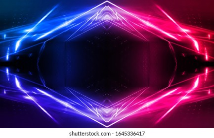 Empty Stage Blue Pink Purple Neon Stock Illustration 1645336426 ...