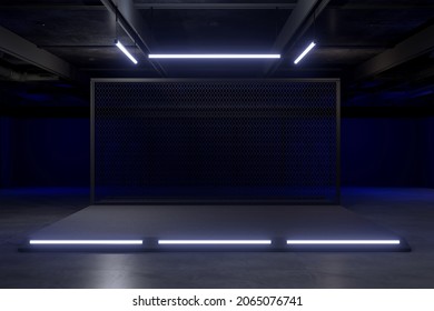 Empty stage Design for mockup and Corporate identity,Display.Platform elements in hall.Blank screen system for Graphic Resources.Scene event led night light staging.3d Background for online.3 render. - Powered by Shutterstock