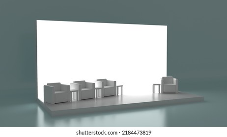Empty Stage Design For Mockup And Corporate Identity, Display. Platform Elements In Hall. Blank Screen System For Graphic Resources. Scene Event Led Night Light Staging. 3d Background For Online.
