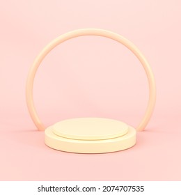 Empty stage with pink background, 3d rendering. Computer digital drawing.