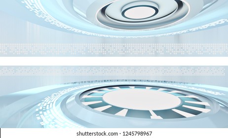 Empty Stage With Product Stand. Modern Background White. Lab Technology Sci-fi Concept. 3d Rendering.