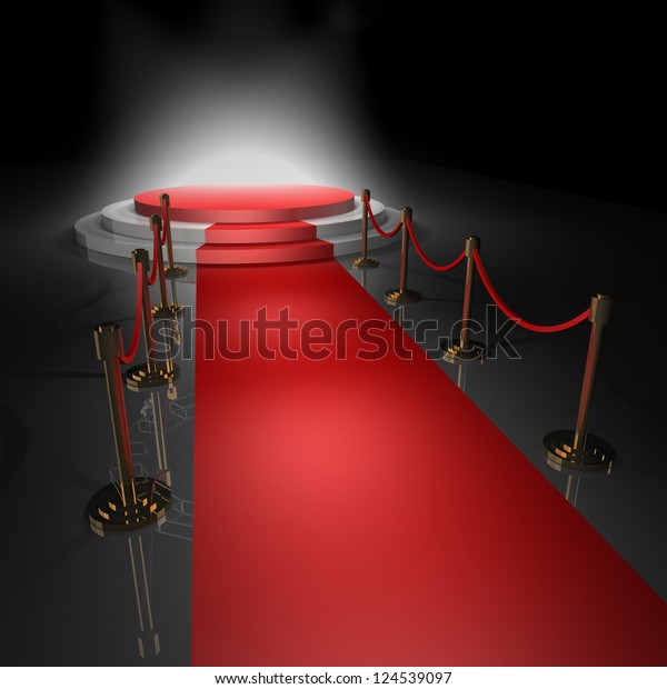 Empty Stage Red Carpet High Resolution Stock Illustration 124539097