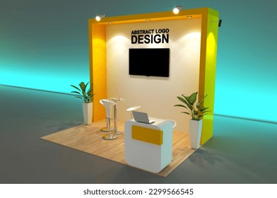 Empty stand or booth in a tradeshow. 3d render exhibition mockup. Virtual exhibition. Exhibition stand mockup and flat used for branding and Corporate identity. - Powered by Shutterstock