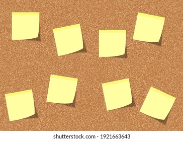 Empty Sticky Notes On Bulletin Board For Your Design