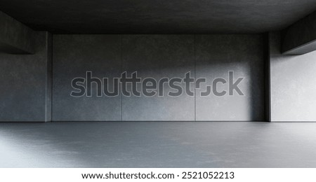 Empty Studio room of grey cement wall texture background, Kitchen Room Gray concrete podium mockup for product presentation in loft style, 3d render