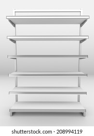 Empty Supermarket Grey Shelf Front View Stock Illustration 208994119 ...