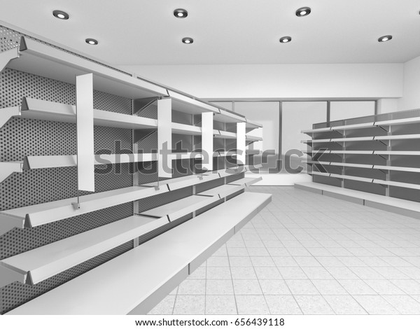 Download Empty Supermarket Set Shelves Wobblers Shelfstopper Stock ...