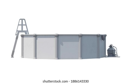 Empty Swimming Pool 3D Illustration On White Background