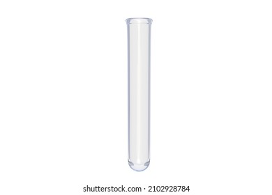 Empty test tube isolated on white background. 3d render