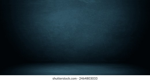 Empty top stone shelves with grunge dark blue cement or concrete wall texture background.Counter for display or montage of product