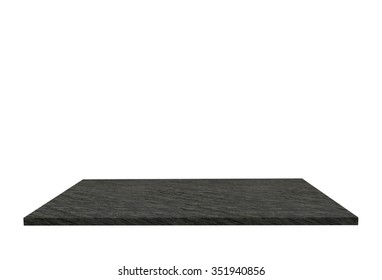 Empty Top Of Stone Slate Table Or Counter Isolated On White Background. For Product Display