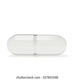 Empty transparent medical capsule isolated on white background 