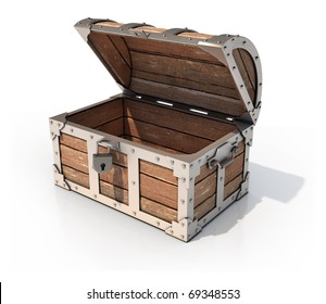 empty treasure chest 3d illustration