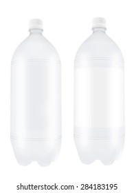 Empty two liter plastic bottles isolated on white background. Highly detailed illustration. 