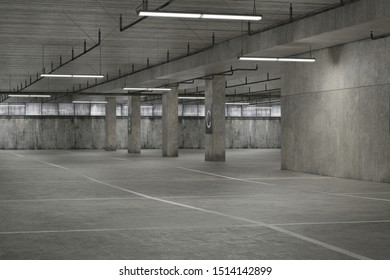 Empty underground parking. 3d render