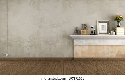 Empty Vintage Room With Shelf In Masonry - Rendering