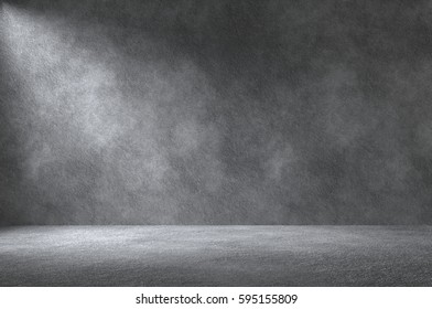 Empty wall. Rough concrete wall and floor with lights / empty space for your design. Digital generating image.