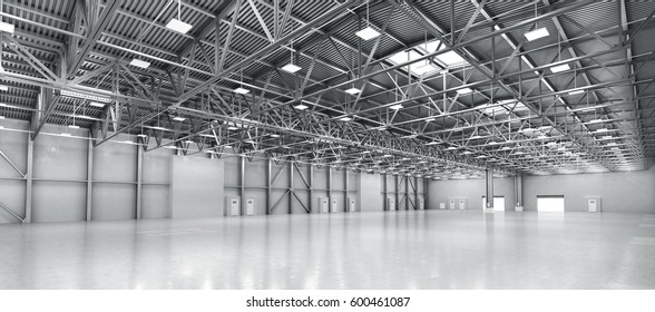 Empty warehouse. 3d illustration