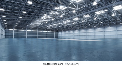 Empty Warehouse Or Storehouse. 3d Illustration