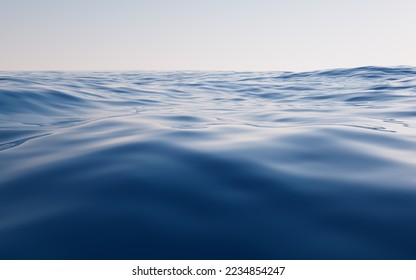 Empty water surface, 3d rendering. Computer digital drawing.