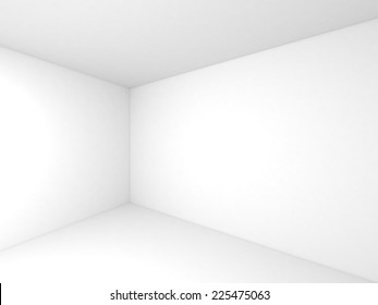 Empty White 3d Room Interior Background With Corner And Soft Shadows