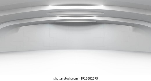 Empty White Big Open Industrial Hall 3d Render Illustration