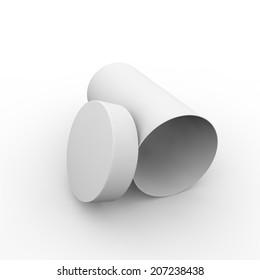 Empty White Cylindrical Box On The Isolated Background