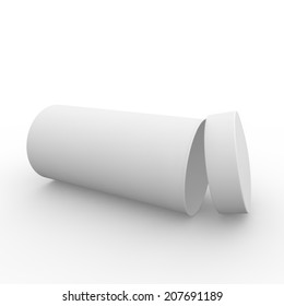 Empty White Cylindrical Box On The Isolated Background