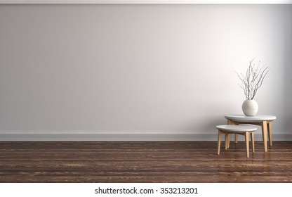 empty white interior. 3d illustration