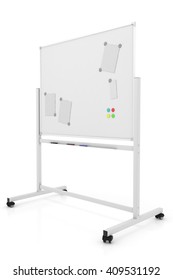 Empty white marker board. Blank Whiteboard. 3d render