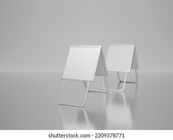 Empty white metallic outdoor stand mockup, isolated object, front and side view, 3d rendering. 