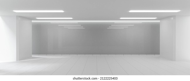 Empty White Production Hall Laboratory Science Lab Technology Office 3d Render Illustration