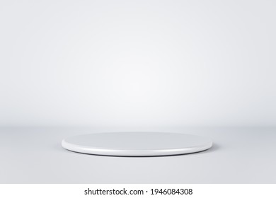 Empty white stand for phone or watches on abstract light background. 3D rendering, mock up