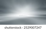 Empty white studio background. Design for displaying product. White grey perspective flow waves background. Abstract creative interior. 