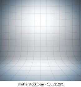 Empty White Surface. A 3d Illustration Of Blank Template Layout Of Simple Stage With Grid.