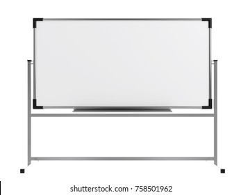 Empty Whiteboard (magnetic Board) Isolated On White. Mockup Template - 3D Rendering