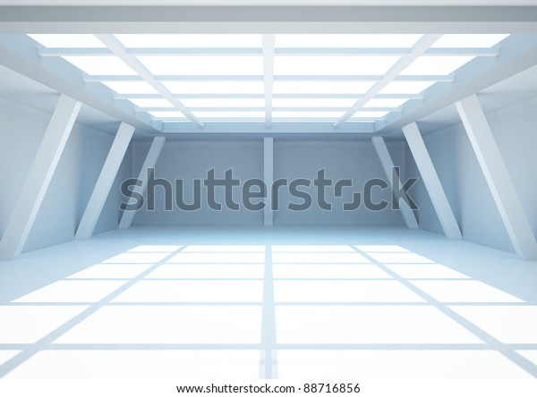 空の広い部屋と柱 内部ショールーム 3dイラスト のイラスト素材