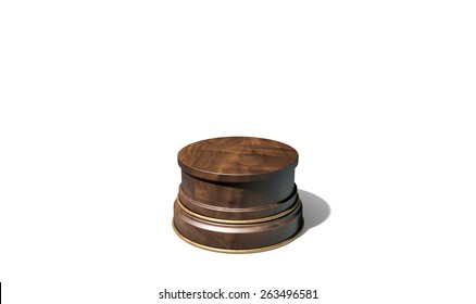 An Empty Wood And Brass Trophy Base On An Isolated Black Studio Background