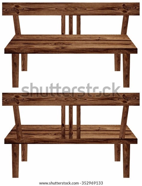 Empty Wooden Bench Isolated White Background Stock Image