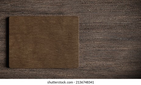 Empty Wooden Food Plate On A Table - Top View. Template Design. Digital 3d Illustration (rendering)