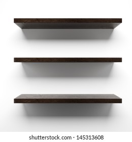 Empty Wooden Shelves On Wall