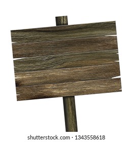 Empty Wooden Sign Isolated On White Stock Illustration 1343558618 ...