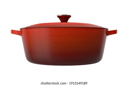 Enameled Dutch Oven 3D Illustration On White Background