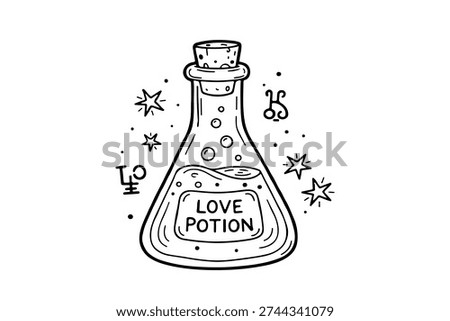 Enchanted Valentine's Love Potion Elixir Coloring Book Page Art