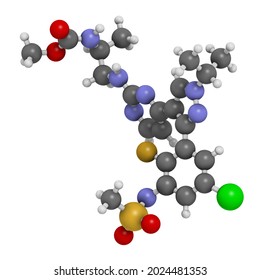 Encorafenib Melanoma Drug Molecule  3D Rendering  Atoms Are Represented As Spheres With Conventional Color Coding