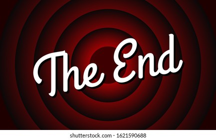 The End Movie Screen Background. Vintage Cinema Or Film Poster. Retro Circle Frame.